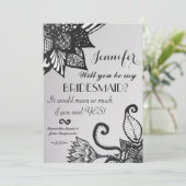 Invitation Motif de dessin moderne en noir et blanc (Debout devant)