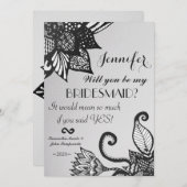 Invitation Motif de dessin moderne en noir et blanc (Devant / Derrière)