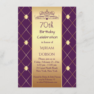Invitation motif de diamant d'or à la fête du 70e anniversair