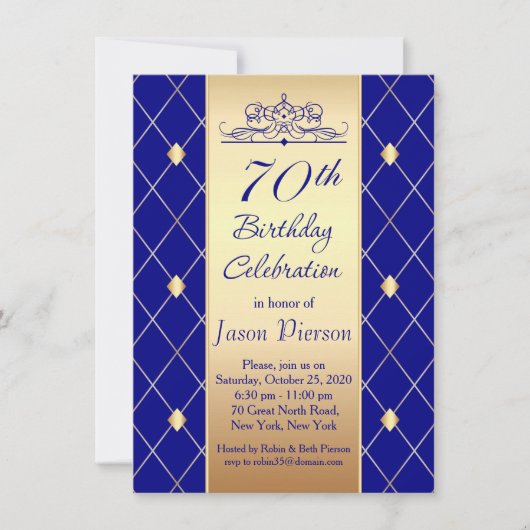 Invitation motif de diamant d'or à la fête du 70e anniversair (Devant)