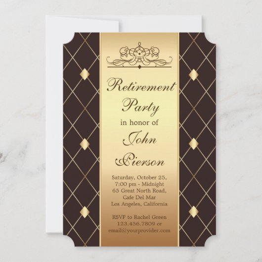 Invitation motif de diamant d'or sur le Parti de la retraite  (Devant)