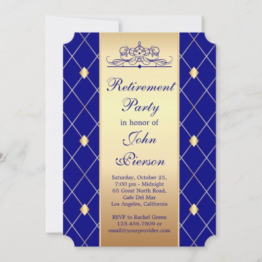 Invitation motif de diamant d'or sur le Parti de la retraite  (Devant)