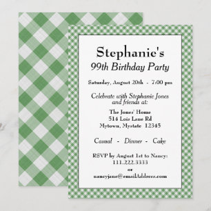Invitation Motif De En vichy Vertes Pour Toutes Les Occasions