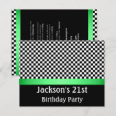 Invitation Motif de fête d'anniversaire Green Black & White C (Devant / Derrière)