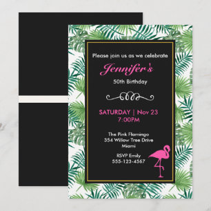 Invitation Motif de feuilles tropicales et anniversaire Flama