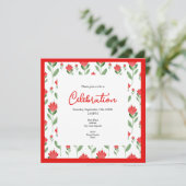 Invitation Motif de fleurs Abstrait couleur rouge (Debout devant)