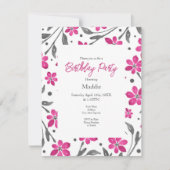 Invitation Motif de fleurs d'aquarelle gris rose (Devant)