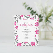 Invitation Motif de fleurs d'aquarelle gris rose (Debout devant)