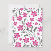 Invitation Motif de fleurs d'aquarelle gris rose (Dos)