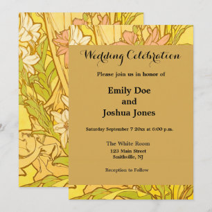 Invitation Motif de fleurs de lys d'Alphonse Mucha : Art nouv