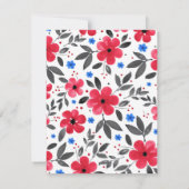 Invitation Motif de fleurs rouge, bleu, gris (Dos)