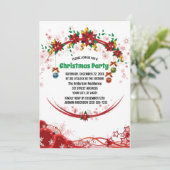 Invitation Motif de fleurs vert rouge Noël (Debout devant)