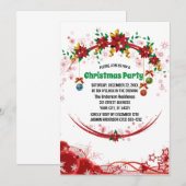 Invitation Motif de fleurs vert rouge Noël (Devant / Derrière)