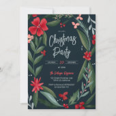 Invitation Motif de fleurs vert rouge Noël (Devant)