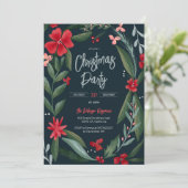 Invitation Motif de fleurs vert rouge Noël (Debout devant)
