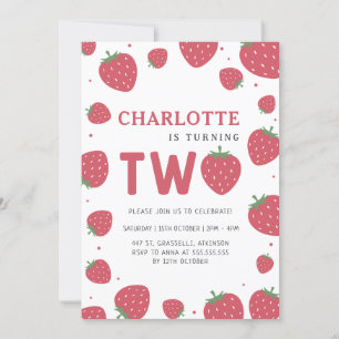 Invitation Motif de fraises rouges 2e anniversaire d'été