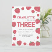 Invitation Motif de fraises rouges 3e anniversaire d'été (Debout devant)