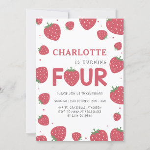Invitation Motif de fraises rouges 4e anniversaire d'été