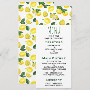 Invitation Motif de fruits aux citrons jaunes