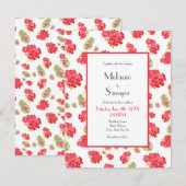Invitation Motif de géraniums aquarelles (Devant / Derrière)