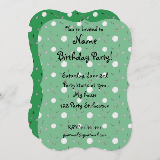 Invitation motif de golf vert (Devant / Derrière)