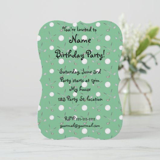 Invitation motif de golf vert (Debout devant)