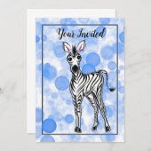 Invitation Motif de gomme à bulle bleue Zebra (Devant / Derrière)