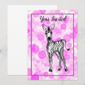 Invitation Motif de gomme à bulle rose zébrée (Devant / Derrière)