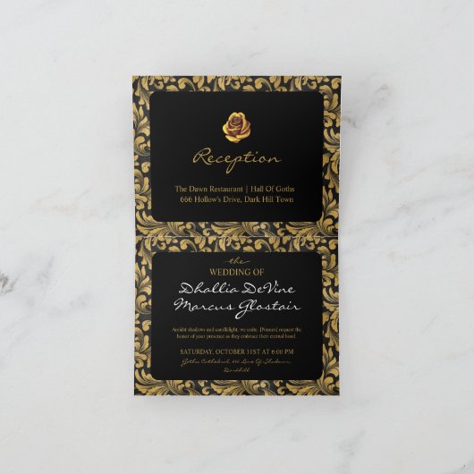 Invitation Motif de goth noir et or (Intérieur)