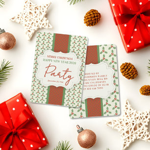 Invitation Motif de houx de Noël Houx vert Baies rouges