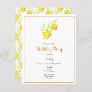 Invitation Motif de jonquille aquarelle