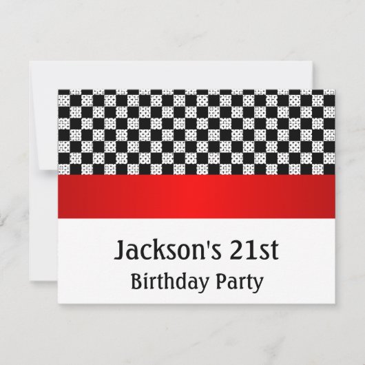 Invitation Motif de la fête d'anniversaire Red & White Check (Devant)