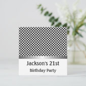 Invitation Motif de la fête d'anniversaire Silver Black & Whi (Debout devant)