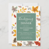Invitation Motif de la feuille d'automne de Thanksgiving Gree (Devant)