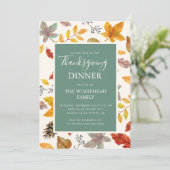Invitation Motif de la feuille d'automne de Thanksgiving Gree (Debout devant)
