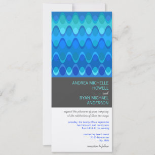 Invitation Motif de la modération géométrique des vagues bleu