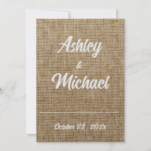 Invitation motif de la nature de burlap rustique Mariage (Devant)