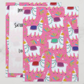Invitation Motif de lama mignon (Devant / Derrière)