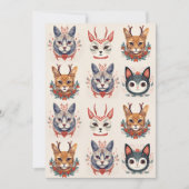 Invitation Motif de l'illustration du chat Reindeer de Noël (Devant)