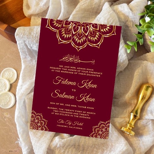 Invitation Motif de l'or de Bourgogne traditionnel Mariage is