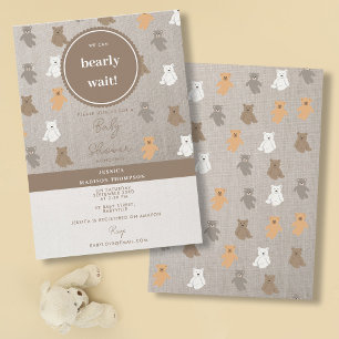 Invitation Motif de l'ours mignon Baby shower neutre du genre