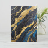 Invitation Motif de marbre bleu avec or (Debout devant)
