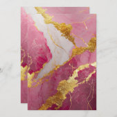 Invitation Motif de marbre rose avec or (Devant / Derrière)