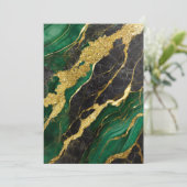 Invitation Motif de marbre vert avec or (Debout devant)