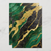 Invitation Motif de marbre vert avec or (Devant / Derrière)