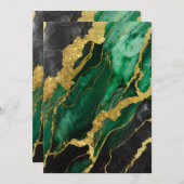 Invitation Motif de marbre vert avec or (Devant / Derrière)