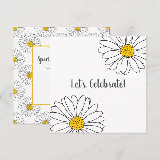 Invitation Motif de marguerite blanche et de marguerite blanc (Devant / Derrière)