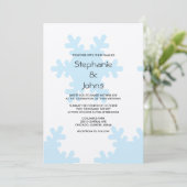 Invitation Motif de neige en hiver Blue Silver Cool Mariage (Debout devant)