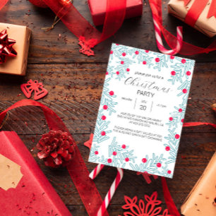 Invitation Motif de Noël à branches de pin modernes et baies