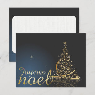 Invitation Motif de Noël bleu avec arbre de Noël doré